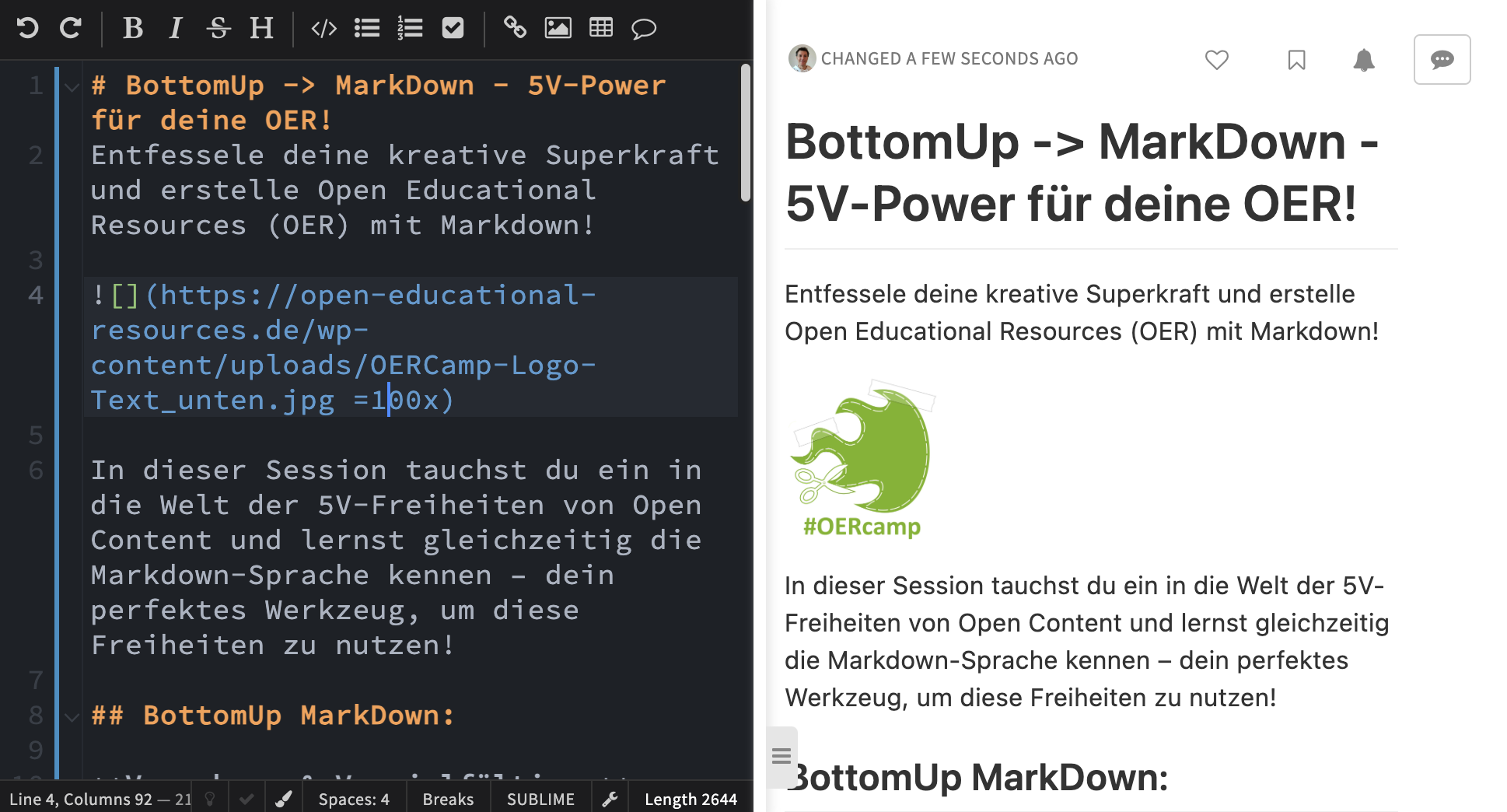 Cover image for BottomUp -> MarkDown - 5V-Power für deine OER!